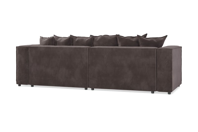 Cubo 4-sits L-formad Djup Modulsoffa med Divan i Sammet - Mörkgrå - Möbler - Soffa - Divansoffa & schäslongsoffa