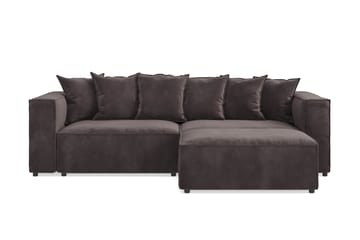 Cubo 4-sits L-formad Djup Modulsoffa med Divan i Sammet - Mörkgrå - Möbler - Soffa - Divansoffa & schäslongsoffa