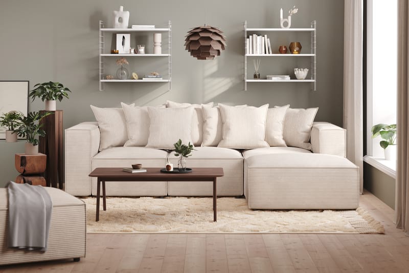 Cubo 4-sits Vändbar L-formad Djup Modulsoffa med Divan i Manchester - Beige - Möbler - Soffa - Divansoffa & schäslongsoffa - 3 sits soffa med divan