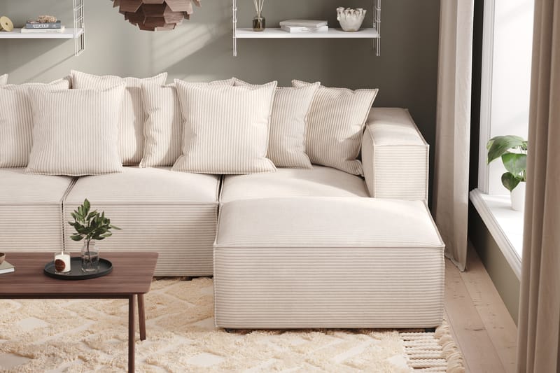 Cubo 4-sits Vändbar L-formad Djup Modulsoffa med Divan i Manchester - Beige - Möbler - Soffa - Divansoffa & schäslongsoffa - 3 sits soffa med divan