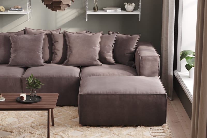 Cubo 4-sits Vändbar L-formad Djup Modulsoffa med Divan i Sammet - Mörkgrå - Möbler - Soffa - Divansoffa & schäslongsoffa - 3 sits soffa med divan