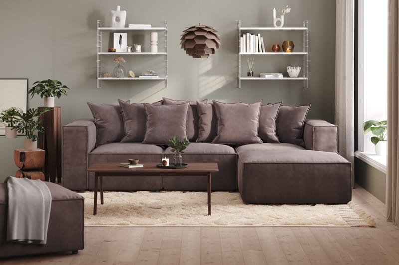 Cubo 4-sits Vändbar L-formad Djup Modulsoffa med Divan i Sammet - Mörkgrå - Möbler - Soffa - Divansoffa & schäslongsoffa - 3 sits soffa med divan