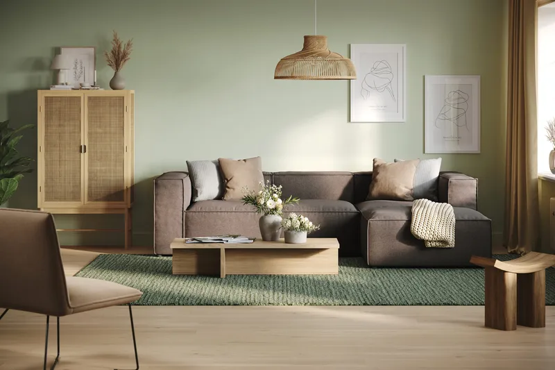 Cubo 4-sits Vändbar L-formad Djup Modulsoffa med Divan i Tyg - Grå - Möbler - Soffa - Divansoffa & schäslongsoffa - 3 sits soffa med divan