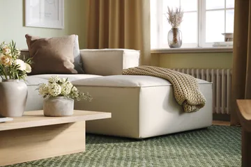 Cubo 4-sits Vändbar L-formad Djup Modulsoffa med Divan i Tyg - Vit - Möbler - Soffa - Divansoffa & schäslongsoffa - 3 sits soffa med divan