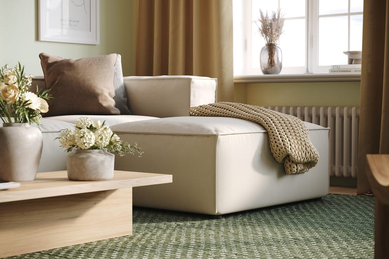 Cubo 4-sits Vändbar L-formad Djup Modulsoffa med Divan i Tyg - Vit - Möbler - Soffa - Divansoffa & schäslongsoffa - 3 sits soffa med divan