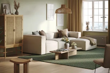 Cubo 4-sits Vändbar L-formad Djup Modulsoffa med Divan i Tyg - Vit - Möbler - Soffa - Divansoffa & schäslongsoffa - 3 sits soffa med divan