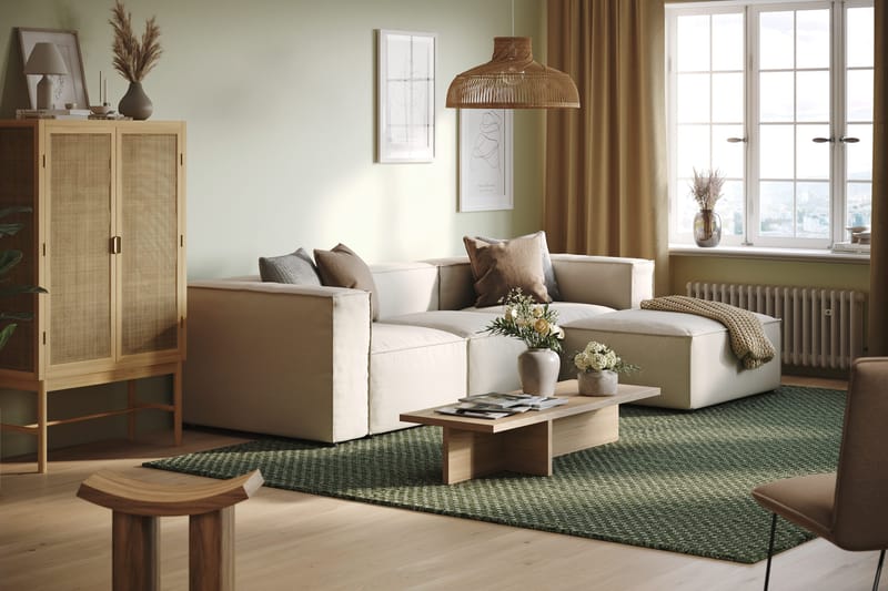 Cubo 4-sits Vändbar L-formad Djup Modulsoffa med Divan i Tyg - Vit - Möbler - Soffa - Divansoffa & schäslongsoffa - 3 sits soffa med divan