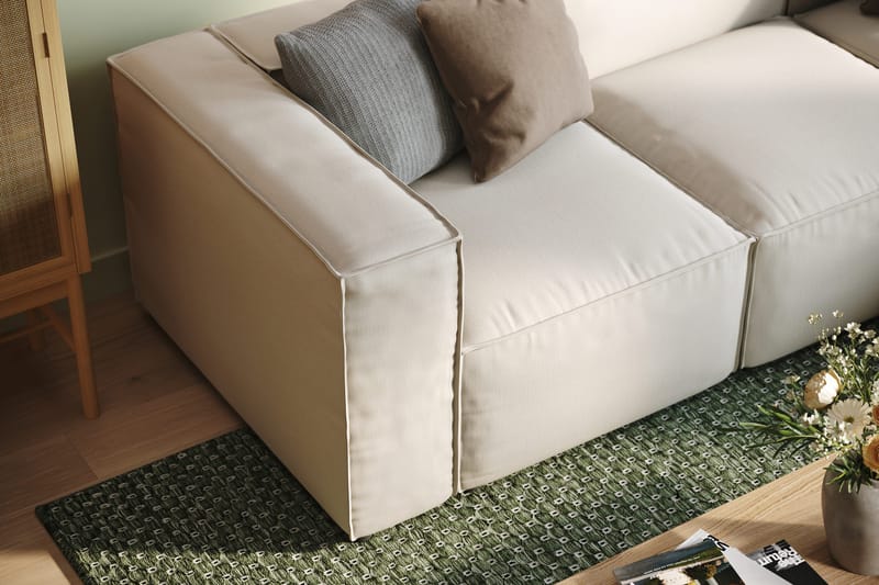Cubo 4-sits Vändbar L-formad Djup Modulsoffa med Divan i Tyg - Vit - Möbler - Soffa - Divansoffa & schäslongsoffa - 3 sits soffa med divan