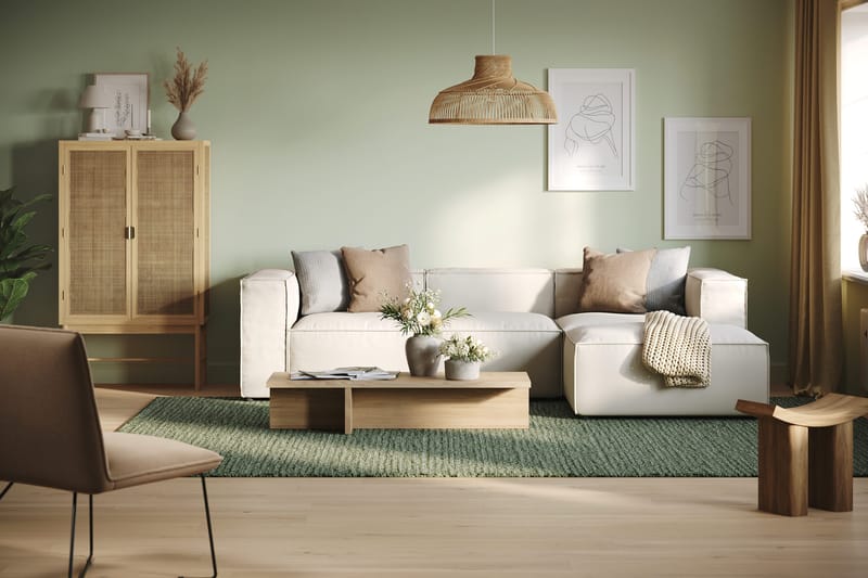 Cubo 4-sits Vändbar L-formad Djup Modulsoffa med Divan i Tyg - Vit - Möbler - Soffa - Divansoffa & schäslongsoffa - 3 sits soffa med divan