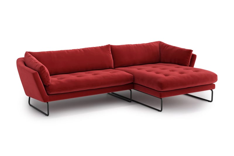 Divanbäddsoffa Gunntorp - Röd - 4 sits soffa med divan - Divansoffa & schäslongsoffa