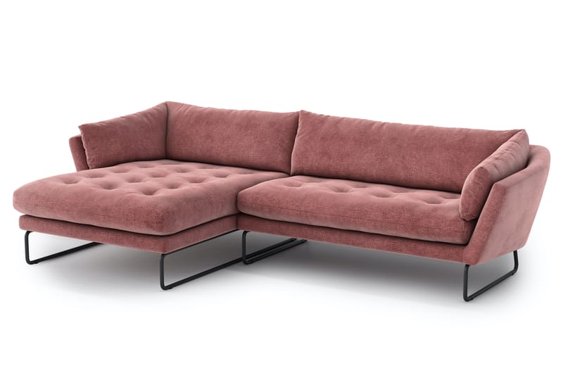 Divanbäddsoffa Gunntorp - Rosa - 4 sits soffa med divan - Divansoffa & schäslongsoffa
