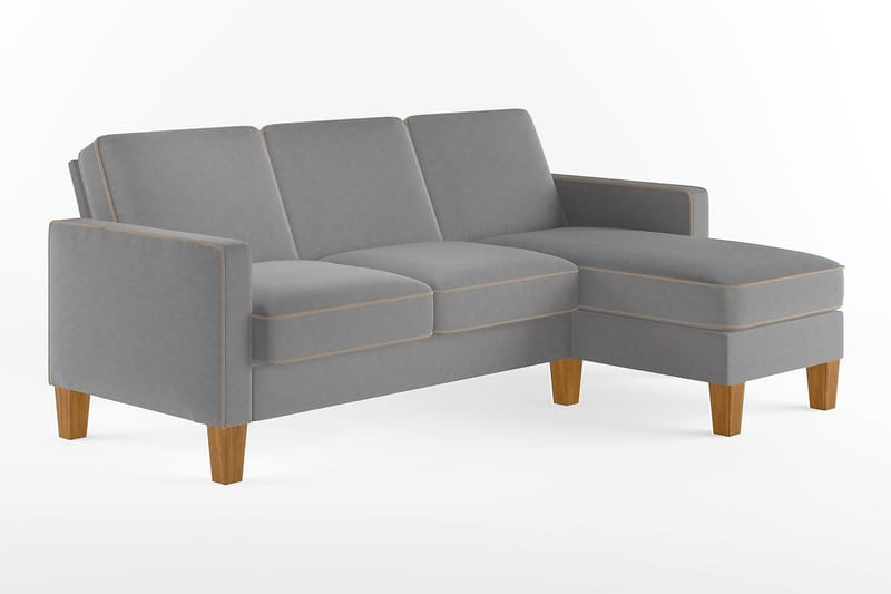 Divansoffa Bowen Grå - Novogratz - Möbler - Soffa - Divansoffa & schäslongsoffa - 3 sits soffa med divan