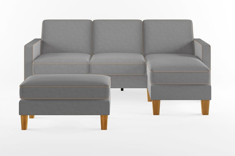 Divansoffa Bowen Grå - Novogratz - Möbler - Soffa - Divansoffa & schäslongsoffa - 3 sits soffa med divan
