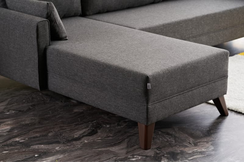 Divansoffa Burundi Vänster - Antracit/Brun - Möbler - Soffa - Divansoffa & schäslongsoffa - 4 sits soffa med divan