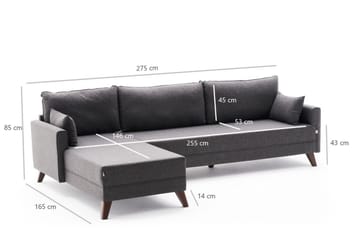 Divansoffa Burundi Vänster - Antracit/Brun - Möbler - Soffa - Divansoffa & schäslongsoffa - 4 sits soffa med divan