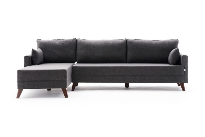 Divansoffa Burundi Vänster - Antracit/Brun - Möbler - Soffa - Divansoffa & schäslongsoffa - 4 sits soffa med divan