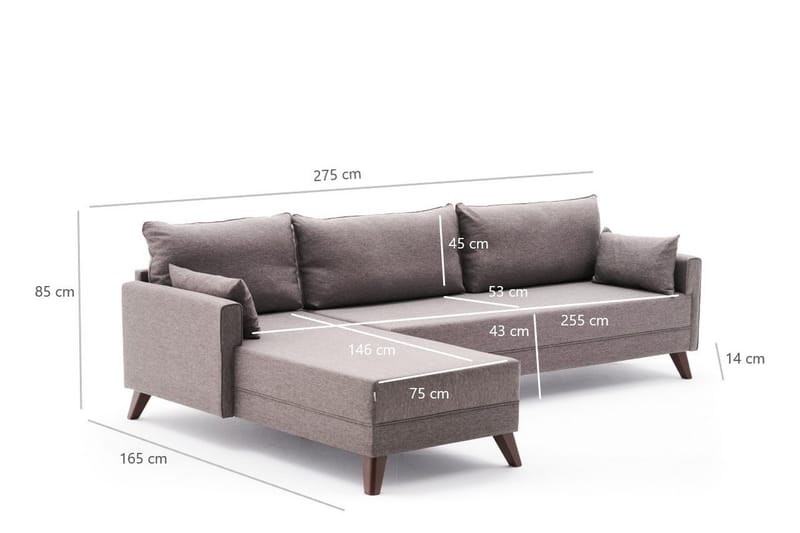 Divansoffa Burundi Vänster - Brun - Möbler - Soffa - Divansoffa & schäslongsoffa - 4 sits soffa med divan
