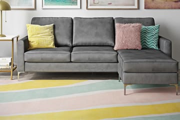 Divansoffa Chapman Grå/Sammet - Novogratz - Möbler - Soffa - Divansoffa & schäslongsoffa - 3 sits soffa med divan