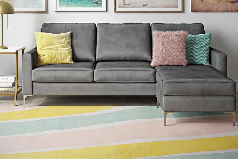 Divansoffa Chapman Grå/Sammet - Novogratz - Möbler - Soffa - Divansoffa & schäslongsoffa - 3 sits soffa med divan