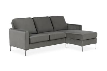 Divansoffa Chapman Grå/Sammet - Novogratz - Möbler - Soffa - Divansoffa & schäslongsoffa - 3 sits soffa med divan