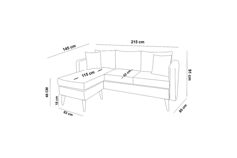 Divansoffa Hothan Vänster - Grå - Möbler - Soffa - Divansoffa & schäslongsoffa