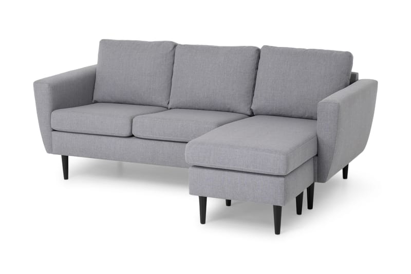 Divansoffa Hudson 3-sits Vänster - Ljusgrå|Svart - 3 sits soffa med divan - Divansoffa & schäslongsoffa