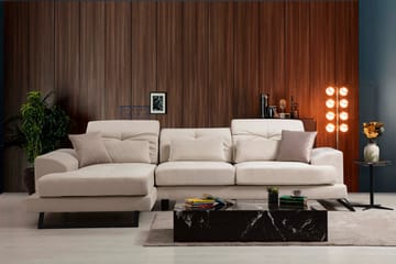 Divansoffa Janavia Höger - Beige/Svart - Möbler - Soffa - Divansoffa & schäslongsoffa - 4 sits soffa med divan