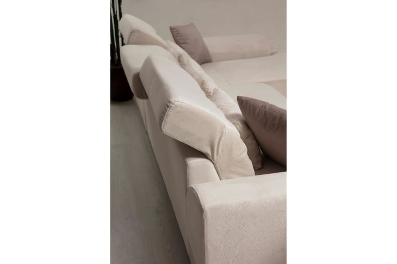 Divansoffa Janavia Höger - Beige/Svart - Möbler - Soffa - Divansoffa & schäslongsoffa - 4 sits soffa med divan