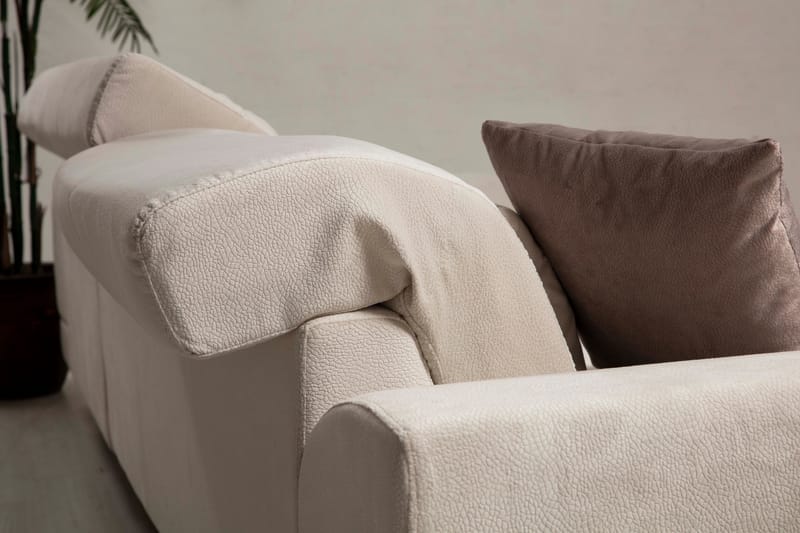 Divansoffa Janavia Höger - Beige/Svart - Möbler - Soffa - Divansoffa & schäslongsoffa - 4 sits soffa med divan
