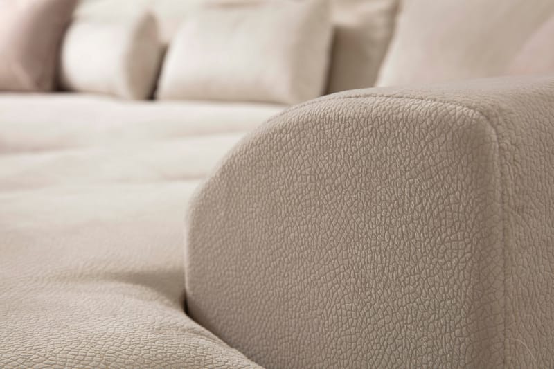 Divansoffa Janavia Höger - Beige/Svart - Möbler - Soffa - Divansoffa & schäslongsoffa - 4 sits soffa med divan