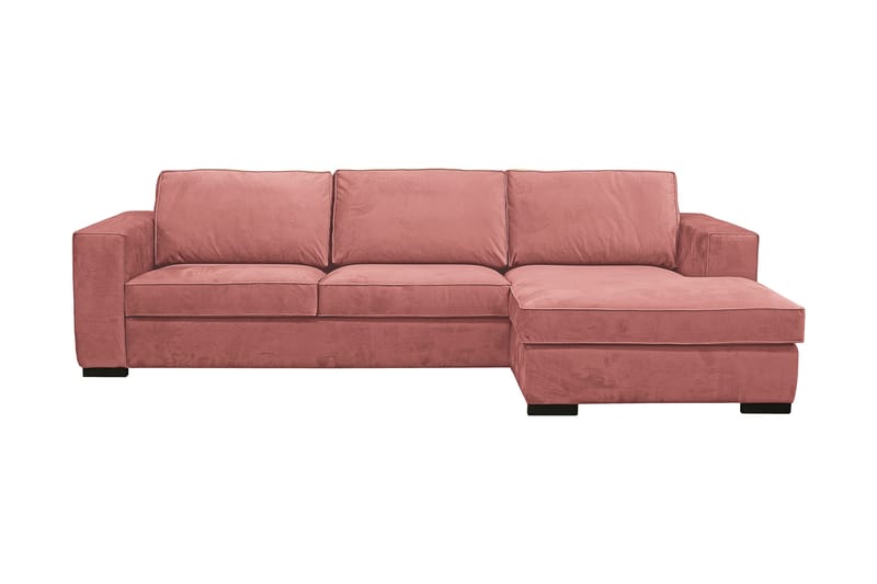 Divansoffa Lesund Höger - Rosa, träben - 3 sits soffa med divan - Divansoffa & schäslongsoffa