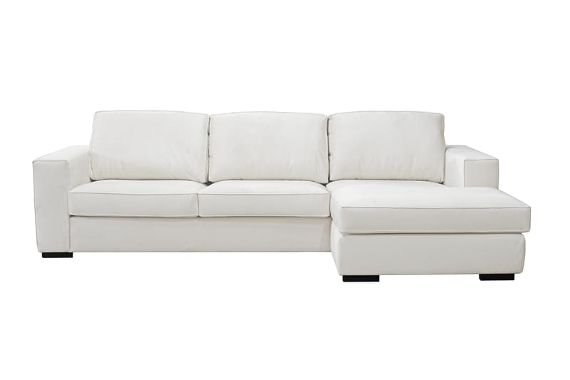 Divansoffa Lesund Höger - Vit, träben - Möbler - Soffa - Divansoffa & schäslongsoffa - 3 sits soffa med divan
