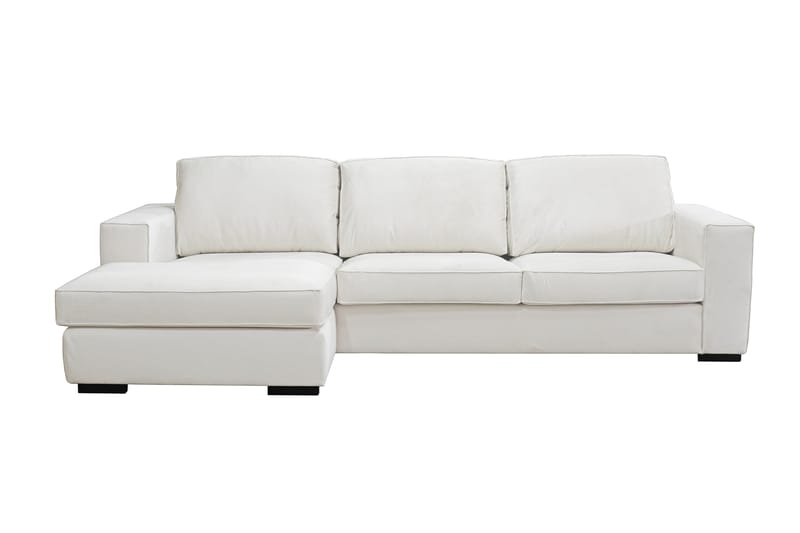 Divansoffa Lesund Vänster - Vit, träben - 3 sits soffa med divan - Divansoffa & schäslongsoffa
