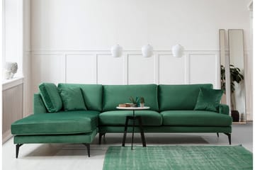 Divansoffa Naiomy - Grön/Svart - Möbler - Soffa - Divansoffa & schäslongsoffa - 4 sits soffa med divan
