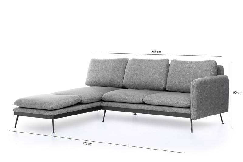 Divansoffa Ricabo - Grå - 3 sits soffa med divan - Divansoffa & schäslongsoffa