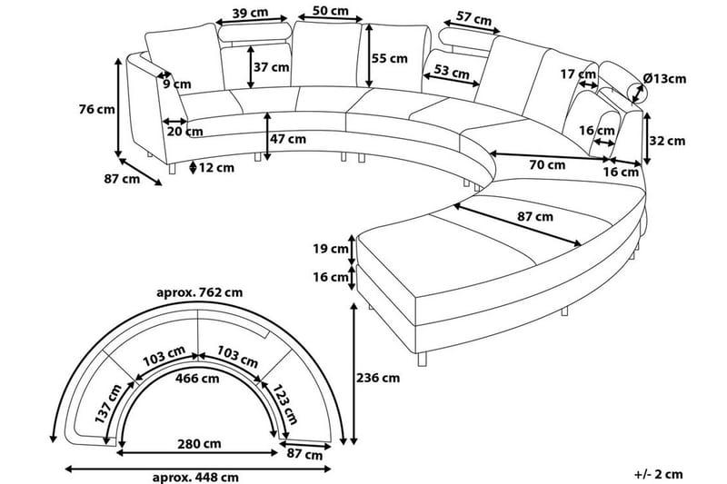 Divansoffa Rotunde 448 cm - Brun - Divansoffa & schäslongsoffa