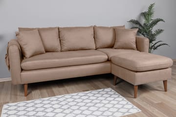 Divansoffa Sagkas Höger - Brun/Natur - Möbler - Soffa - Divansoffa & schäslongsoffa - 4 sits soffa med divan