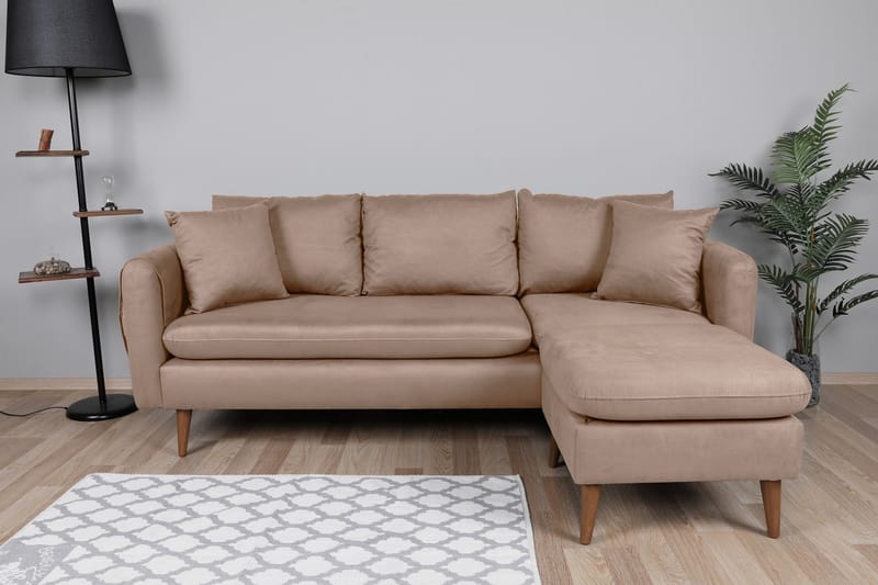 Divansoffa Sagkas Höger - Brun/Natur - Möbler - Soffa - Divansoffa & schäslongsoffa - 4 sits soffa med divan