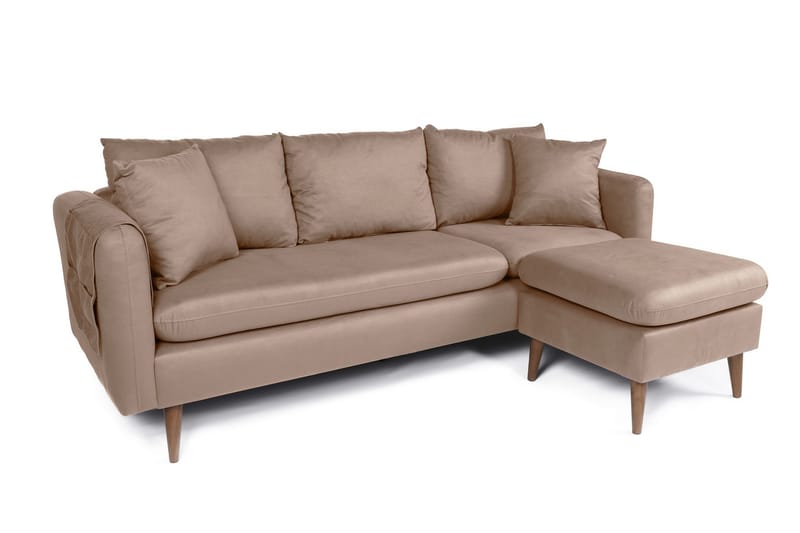 Divansoffa Sagkas Höger - Brun/Natur - Möbler - Soffa - Divansoffa & schäslongsoffa - 4 sits soffa med divan