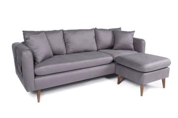 Divansoffa Sagkas Höger - Grå/Natur - Möbler - Soffa - Divansoffa & schäslongsoffa - 4 sits soffa med divan