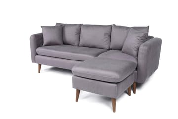 Divansoffa Sagkas Höger - Grå/Natur - Möbler - Soffa - Divansoffa & schäslongsoffa - 4 sits soffa med divan