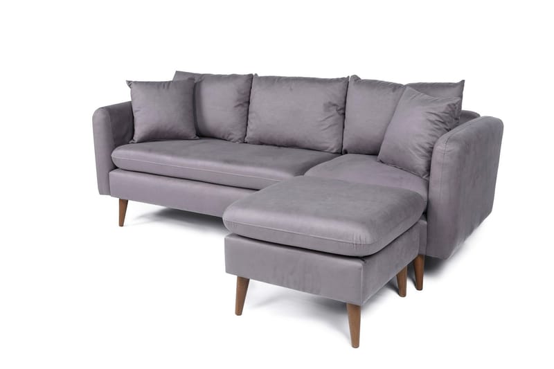 Divansoffa Sagkas Höger - Grå/Natur - Möbler - Soffa - Divansoffa & schäslongsoffa - 4 sits soffa med divan