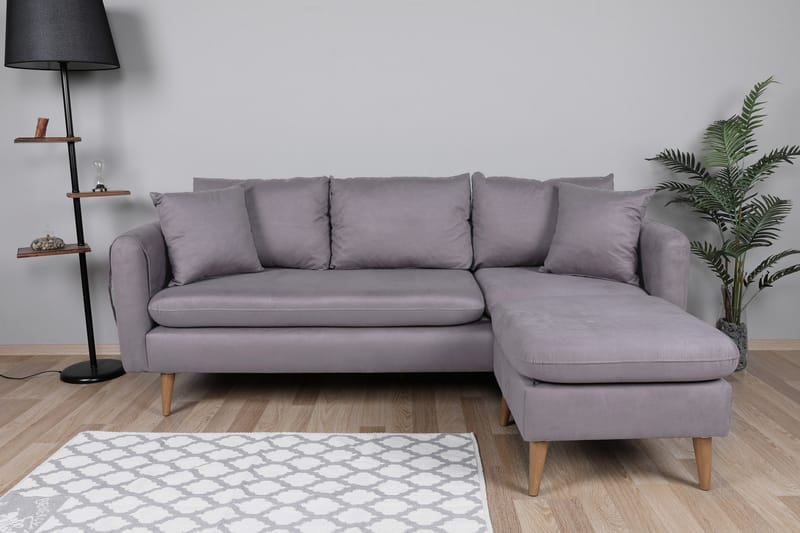 Divansoffa Sagkas Höger - Grå/Natur - Möbler - Soffa - Divansoffa & schäslongsoffa - 4 sits soffa med divan