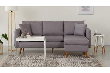 Divansoffa Sagkas Höger - Grå/Natur - Möbler - Soffa - Divansoffa & schäslongsoffa - 4 sits soffa med divan