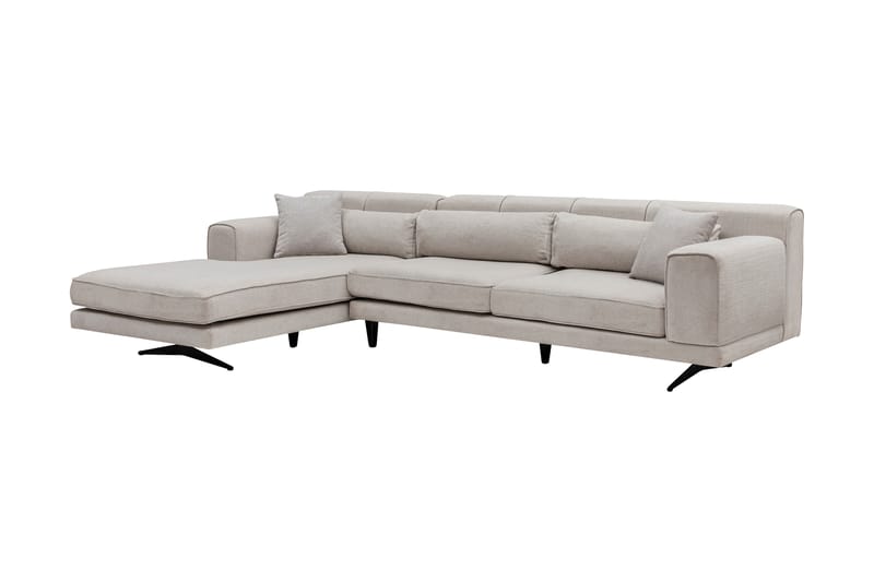 Divansoffa Tijuca Vänster - Beige/Svart - Möbler - Soffa - Divansoffa & schäslongsoffa - 4 sits soffa med divan