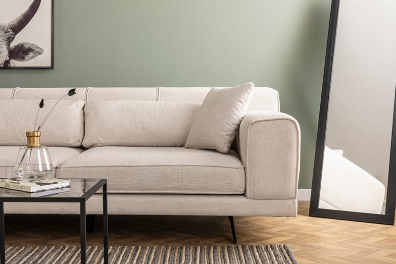Divansoffa Tijuca Vänster - Beige/Svart - Möbler - Soffa - Divansoffa & schäslongsoffa - 4 sits soffa med divan