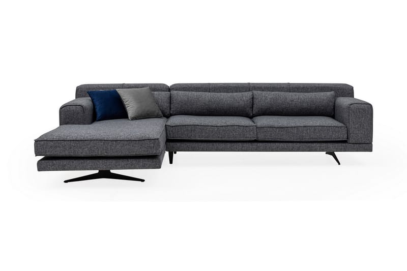 Divansoffa Tijuca Vänster - Grå/Svart - Möbler - Soffa - Divansoffa & schäslongsoffa - 4 sits soffa med divan