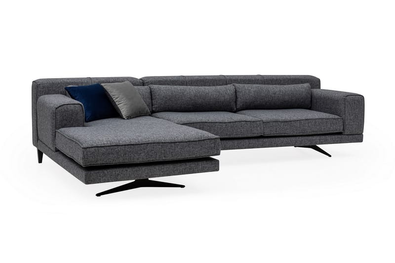 Divansoffa Tijuca Vänster - Grå/Svart - Möbler - Soffa - Divansoffa & schäslongsoffa - 4 sits soffa med divan
