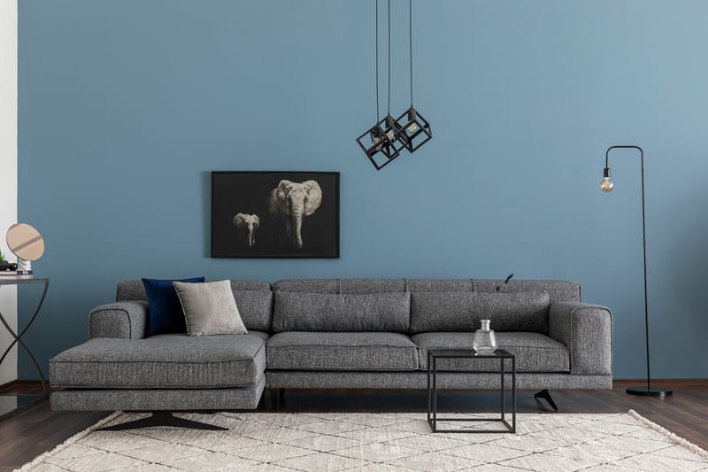Divansoffa Tijuca Vänster - Grå/Svart - Möbler - Soffa - Divansoffa & schäslongsoffa - 4 sits soffa med divan