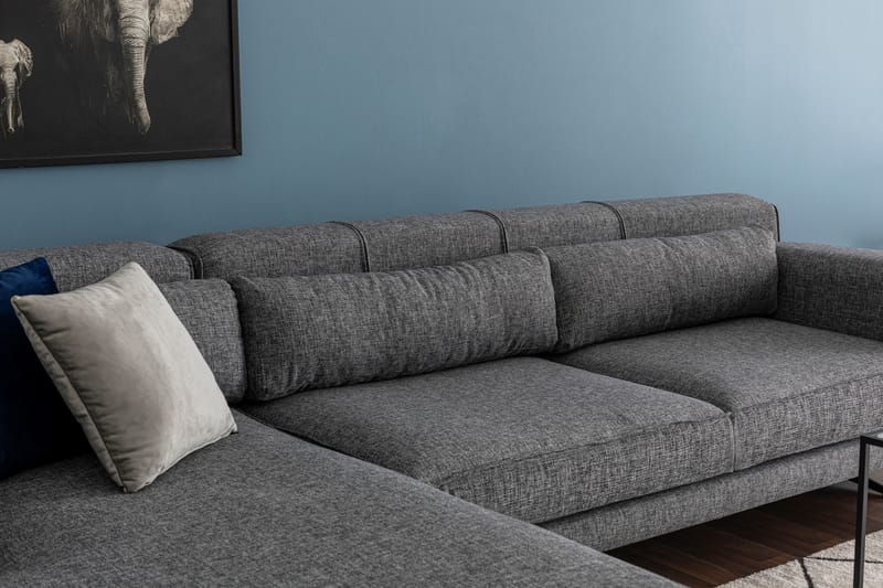 Divansoffa Tijuca Vänster - Grå/Svart - Möbler - Soffa - Divansoffa & schäslongsoffa - 4 sits soffa med divan